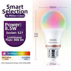 Philips | Energy-saving Bright Smart Voice Controlled Ambient Colored E27 LED Bulb