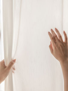 LIANHUAJI | Cat-Proof Drapery Drape Resistant to Tugging Minimalist Vertical Texture White Sheer Curtains
