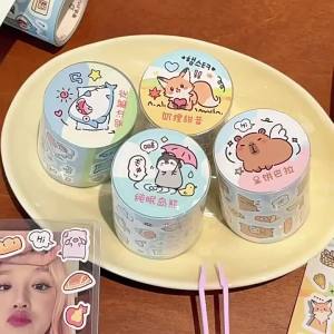 Miếng Dán Hình Động Vật Dễ Thương 1/4 Cuộn Sổ Tay Trang Trí Thú Cưng Gooka Văn Phòng Phẩm Nhãn Dán Chất Liệu Giấy Tổng Hợp