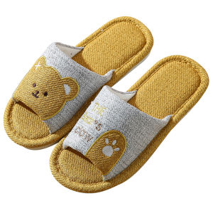 New Womens Linen Fabric Slippers Indoor Home Use Cotton Linen Floor Anti-Slip Office Inner Home Couple Four Seasons