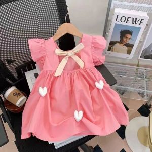 Little DR Dress for Kids Girls Korean Pink Princess Skirts Summer A-line 1-10 Years Children Baby Loose Causal Blue Sleeveless Clothes Party Dress baju raya budak perempuan