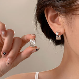 Pianist | French Style Twisted Silver Tone Earrings S925 Sterling Silver