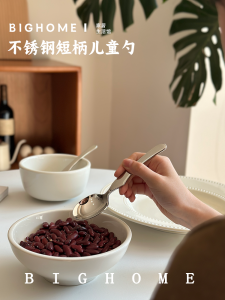 Creative Short Handle Baby Spoon High Aesthetic Value 1810 Stainless Steel Soup Spoon Dessert Spoon Childrens Cutlery Set