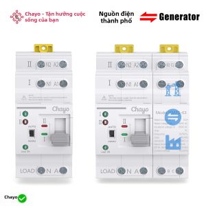 Cầu Dao Tự Động Chuyển Nguồn ATS Chayo Din Rail Công Tắc Chọn Điện 2P 4P 110V 220V 63A Cho Nguồn Điện Không Bị Gián Đoạn
