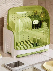 JIAJIESHI | Dish Storage Rack Dual Layer Dustproof Draining