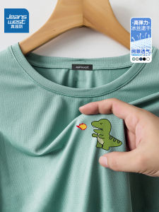 Jeanswest Ice Silk Short Sleeve T-Shirt Mens Summer Thin Mesh Quick Dry Versatile Sports Fitness Running Breathable T-Shirt