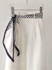 XUANXUAN | Elegant White Stripe Thin Decorative Womens Belt