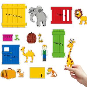 "Dear Zoo" Felt Story Set 17PCS Animal Crate Felt Interactive Classroom Storytelling Prop for Ages 3+ Preschool Teaching Aid