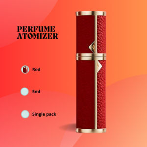 ABTravel 5ml Refillable Perfume Atomizer - Mini Portable Travel Size Perfume Bottle with Lychee Texture Leather & Aluminum Alloy Shell