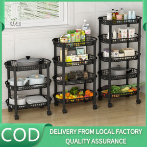DIJIE Kitchen shelf: floor mounted multi-layer storage rack multi-functional condiment storage rack movable food basket with wheels