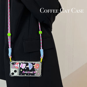 Cute Party Animal Phone Case for  15 pro Womens Crossbody Handheld Strap Mirror Finish Silicone Protective Cover