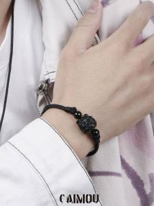 สร้อยข้อมือผูกปมสีดำทำมือ CAIMOU สำหรับผู้ชายและผู้หญิง ของขวัญที่ดีสำหรับคู่รัก เครื่องประดับแฟชั่นสุดเท่