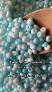 Manik Pasir 3mm or 4 mm Seed Beads Assorted PASTEL colors for diy beading jewlery making necklace bracelet crafts (10 grams)