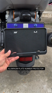 TorqPipe Motorcycle License Plate Cover Carbon Fiber Style Protector Frame for New LTO Plate Size Waterproof Dustproof Anti-Scratch Durable Plate Holder Universal Motorcycle Accessories
