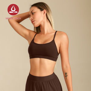 Moving Peach Sports Tank Top For Women U-Neck & Cross Detail Yoga Top With Removable Bra Cups Yoga Dance Pilates Daily wear EVB(lumair)