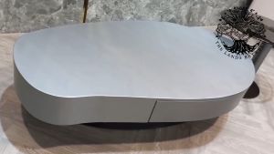 Bàn trà sofa bàn phòng khách bàn cafe nội thất nhập khẩu mẫu bàn đôi mặt hạt xoài sơn phủ inox mạ phay xước