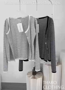 Áo Khoác Cardigan Họa Tiết Sọc Ngang - Tharo Clothing [AO00320]