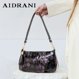 Aidrani Fashionable womens genuine leather shoulder bag flower pattern design cowhide crossbody bag