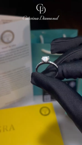 Nhẫn nữ kim cương Moissanite 1 Carat Caterina Diamond Solitaire Pavé 4 chấu proposal wedding lover DR011 Kiểm định GRA