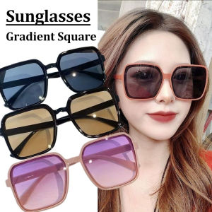 แว่นตากันแดดทรงเหลี่ยมขนาดใหญ่สำหรับแฟชั่นสำหรับผู้หญิงไล่ระดับสีป้องกัน UV แว่นตาเท่ห์