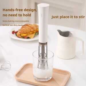 Milk Frother Machine Wireless Electric Mixer Hands - Free 2 - in - 1 Whisk 3 - Speed Rechargeable for Baking/Coffee Frothing