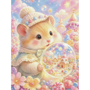 Kayou | 5D DIY Diamond Painting Kit Hamster Candy Town Scene Cute Art Full Drill Rhinestone Wall Decor Craft Kit Home Gift