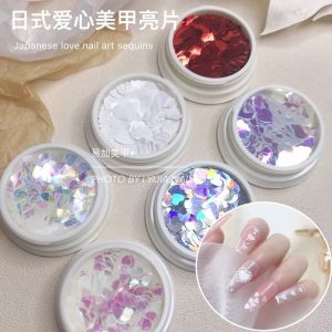 Japanese Style Nail Art Heart Shaped Decorations Glitter Stickers Colorful Bright Spots Nail Decorations Set for Any Occasion
