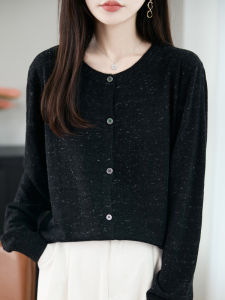 เสื้อคาร์ดิแกนถักคอตั้งทรงหลวมสไตล์ลำลองสำหรับผู้หญิง ผ้าขนสัตว์เนื้อนุ่ม ทรงหลวม ปกติ แขนยาว ปกติ ฤดูใบไม้ผลิ 2025