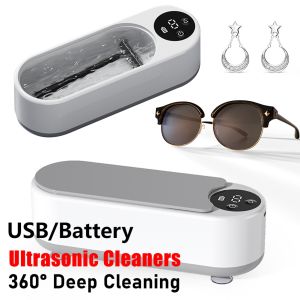 Ultrasonic Jewelry Cleaner Machine Portable Glasses Cleaner Retainer Cleaner Machine High Frequency Vibration for Coins Dentures