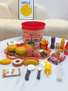 ชุดของเล่นในครัว ของเล่นอาหาร ของเล่นทําอาหาร ของเล่นในครัว แฮมเบอร์เกอร์ไก่ทอดเฟรนช์ฟรายส์ ของเล่นเด็ก