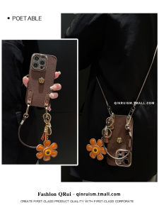 Retro Brown Camellia Huawei Mate70/60/50 pro Phone Case P70/60/50 pro Strap Nova14/13 pro Crossbody Anti-Fall Cover