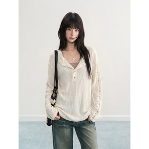 ARCG | V-Neck Lace Hollow Out Sun Protection Shirt Thin Loose Top