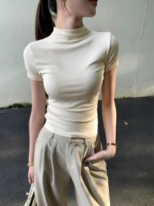 QIAOCHENXIAN | Half-Neck Short Sleeve T-Shirt for Plus Size Women