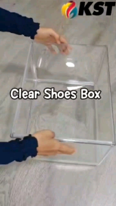 Acrylic Shoe Box Foldable Shoe Rack Cabinet Display Box Transparent Kotak Kasut Magnetik