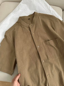CHENMU | Vintage Chinese Style Collar Short Sleeve Summer Lightweight Mens Shirt