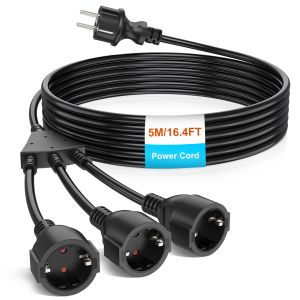 1 to 3 way EU Power Cord Extension Cord with Protection Contact Male plug to Female Socket electric wire 250V for PC Computer