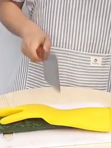 HIONE Yellow rubber latex reusable dishwashing laundry gloves cleaning gloves