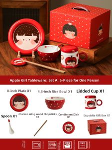 Apple Girl Cute Tableware Set Birthday Gift