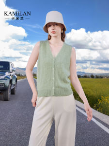 Kamilan Knitted Woolen Vest Womens Sleeveless Autumn Fashion Classy Style V-Neck Button Design Regular Fit Ladies Outerwear