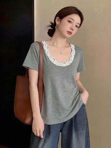 AIYITI | Lace Hem Belly Concealing T-shirt