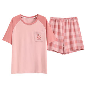 Bộ đồ ngủ nữ MiiOW bằng cotton cổ tròn in hoa quần ngắn thoải mái - mùa hè 2025