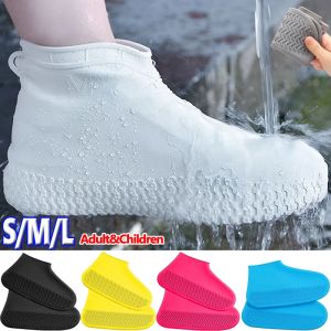 2Pcs Silicone Shoe Covers Reusable Waterproof Anti-Slip Rain Boot Men Women Sneaker Protector Outdoor Rainy Day Thicken Shoes Cover