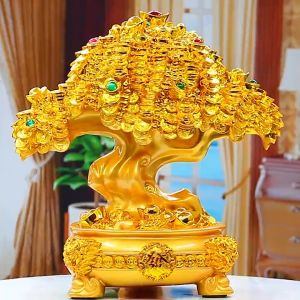 ต้นไม้มงคล สีทอง ก้อนทอง วัสดุเรซิน เสริมฮวงจุ้ย