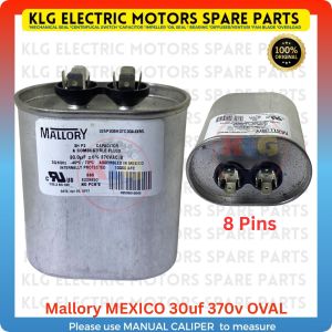 Mallory 30uf 370v OVAL alum capacitor water pump parts