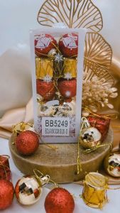 BOLA NATAL MIX 3 CM ISI 20 / HIASAN GANTUNGAN AKSESORIS POHON NATAL KEMASAN KOTAK MIKA CAMPUR ISI 20