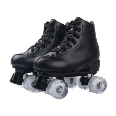 LIWAN | White PU Leather Flashing Wheels Roller Skates