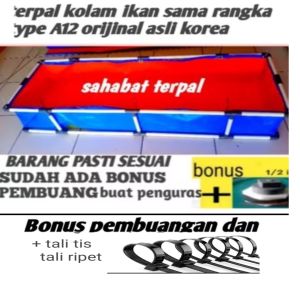 terpal kolam ikan plus +sama rangka fulset uk 150x50x25 type a5 korea