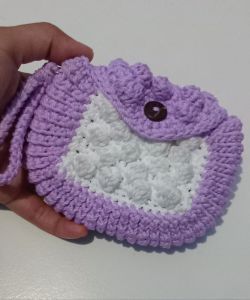 dompet koin rajut gemoy motif bubble