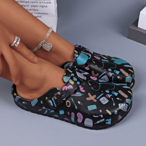 Womens Lightweight EVA Mule Clogs-Non-Slip Closed Toe Adjustable Buckle StrapSoft Flat SoleBeach Garden Work Slippers