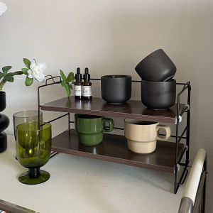 Nanjima Bao [สีขาวและสีไม้วอลนัท] INS ชั้นวางของตกแต่งจัดระเบียบบนโต๊ะแนววินเทจที่คุ้มค่า